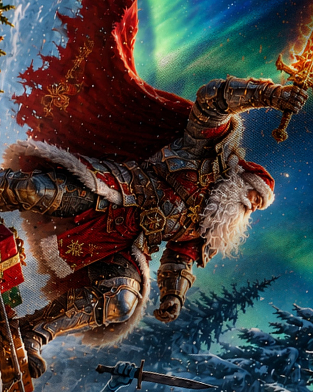 Alohadaddy® Holiday Christmas Santa Claus Warrior Aurora Car Print Men&