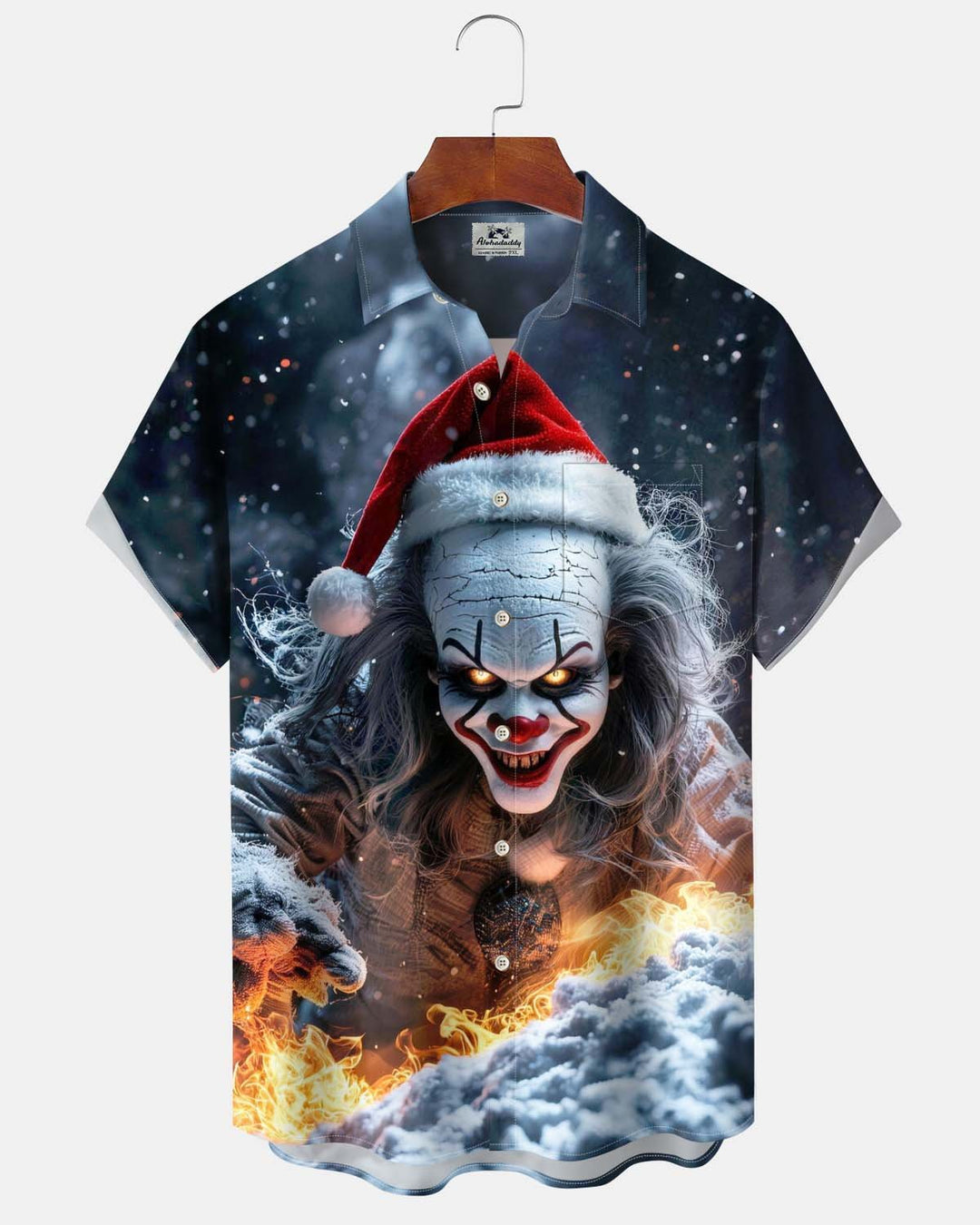Alohadaddy® Men’s Short-Sleeve Button-Down Shirt  Holiday/Christmas Graphic Print with Pocket