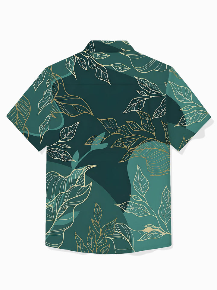Alohadaddy Hawaiian Botanical Gold Leaf Print Men&