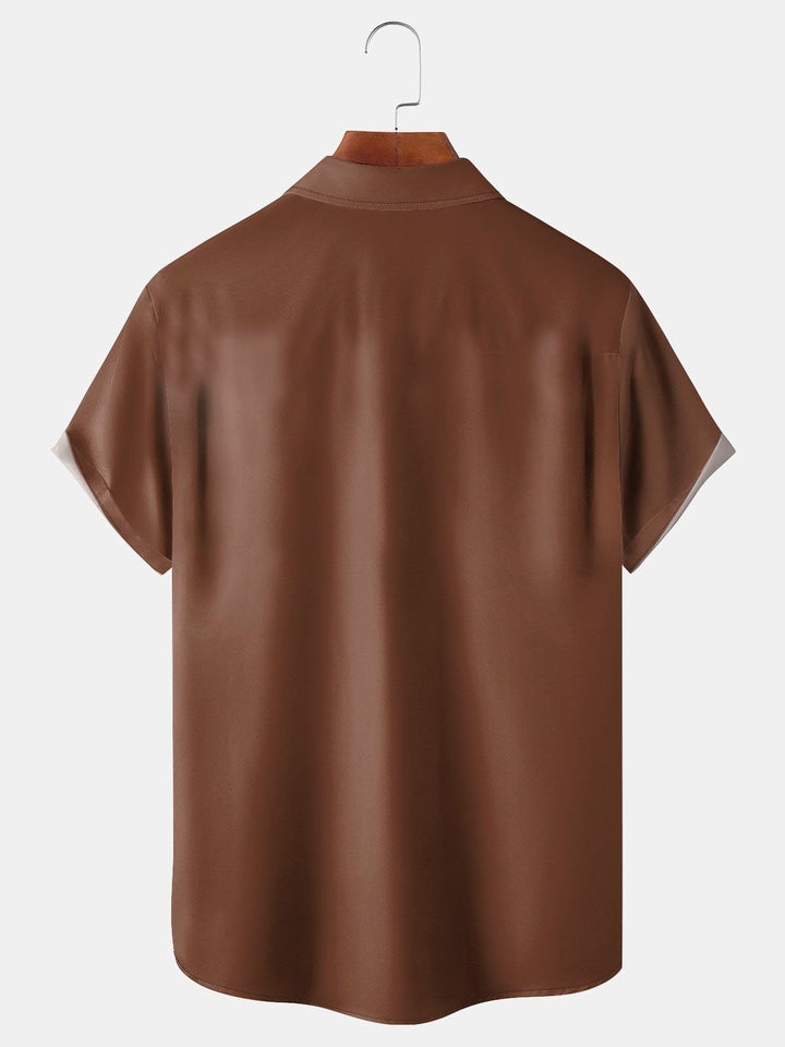 Camisa de manga corta con bolsillo abotonado y estampado 3D de rayas estilo bolos retro de Alohadaddy para hombre, talla grande y alta