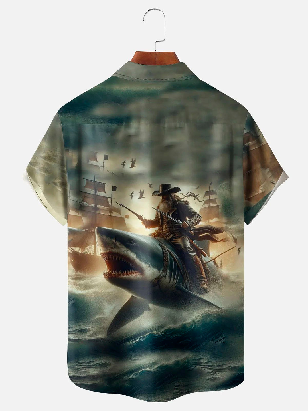 Alohadaddy Vintage Pirate Shark Nautical 3D Print Men&