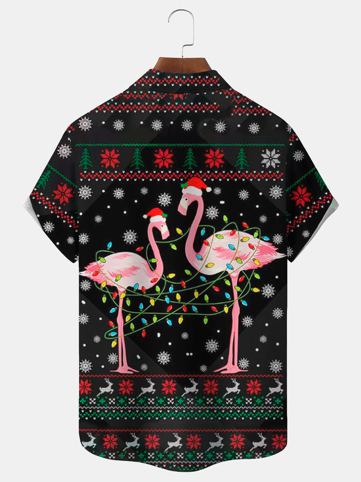 Alohadaddy Christmas Flamingo Lanterns 3D Digital Print Men&