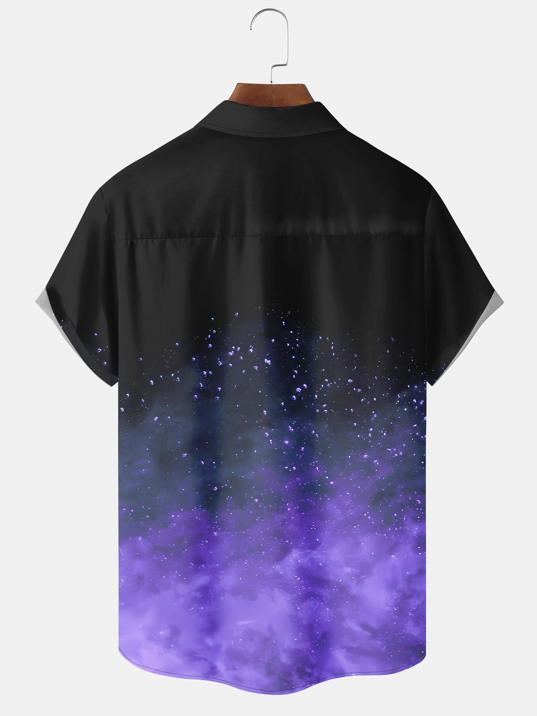 Alohadaddy Hawaiian Starry Sky Gradient Print Art Pocket Button Elastic Oversized Shirt