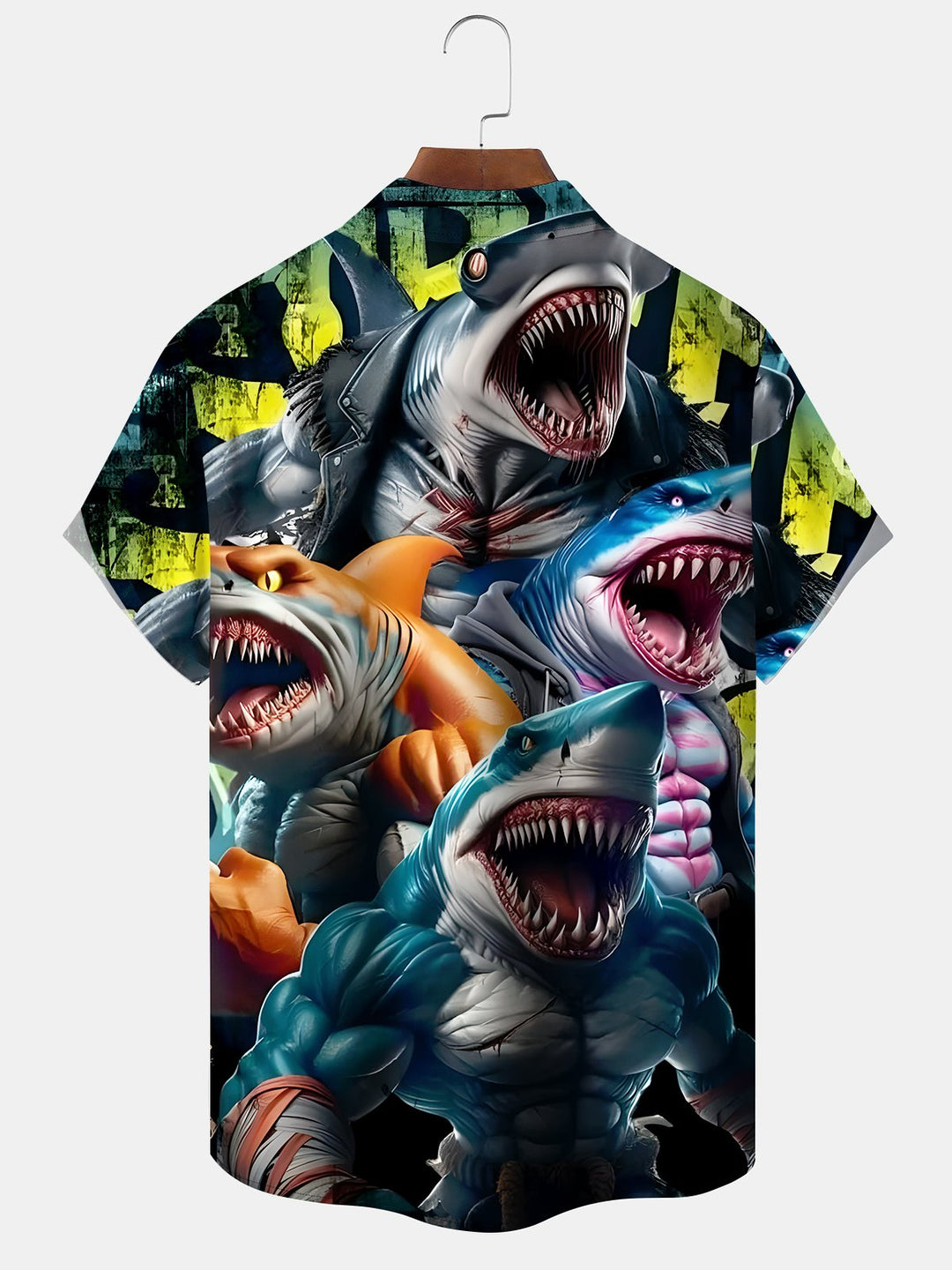 Alohadaddy Casual Series Shark Button Pocket Stretch Large Size Short Sleeve Shirt