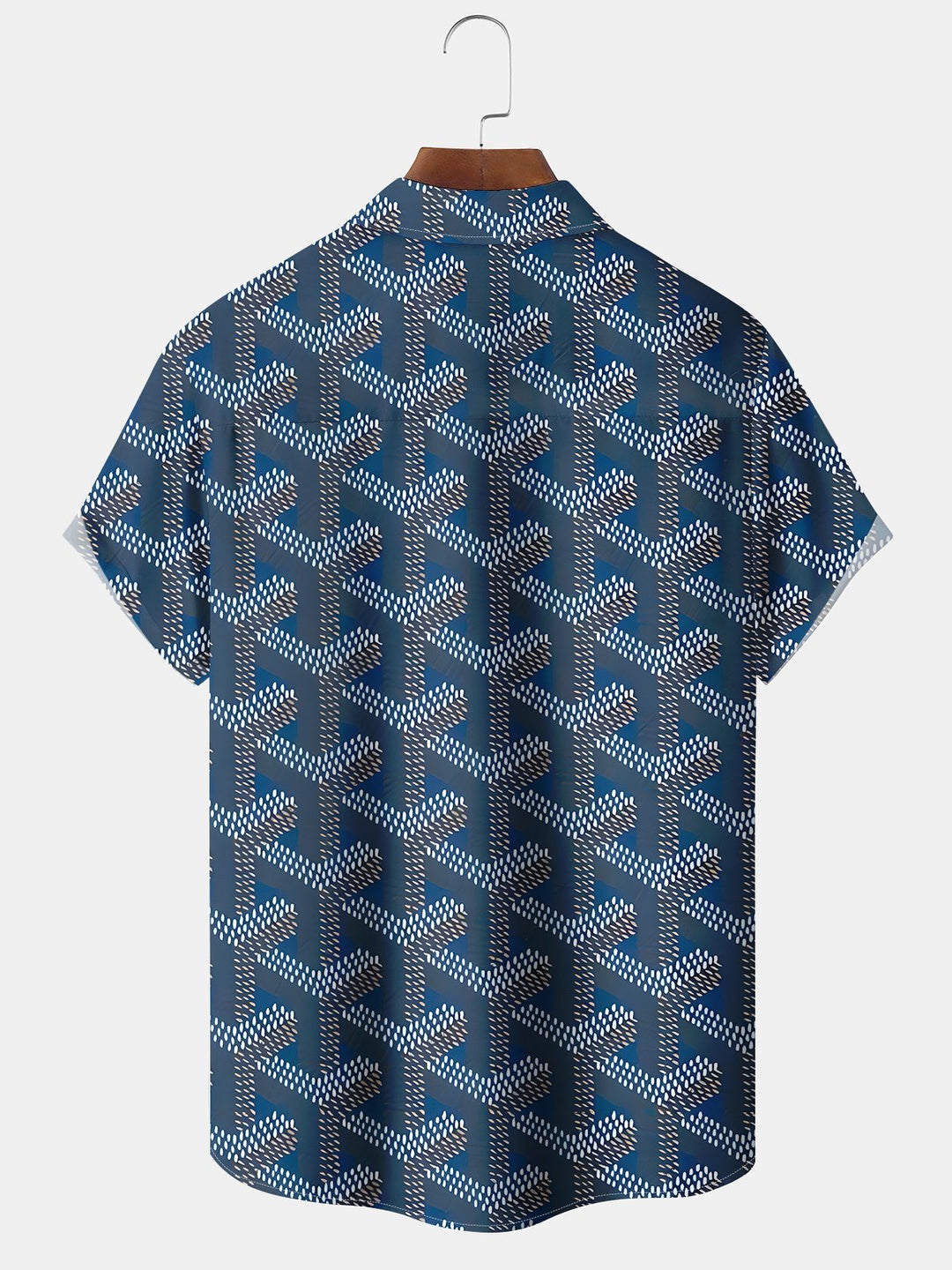 Alohadaddy Casual Collection Geometric Print Art Button Cardigan Pockets Fresh Stretch Polyester Short Sleeve Shirt