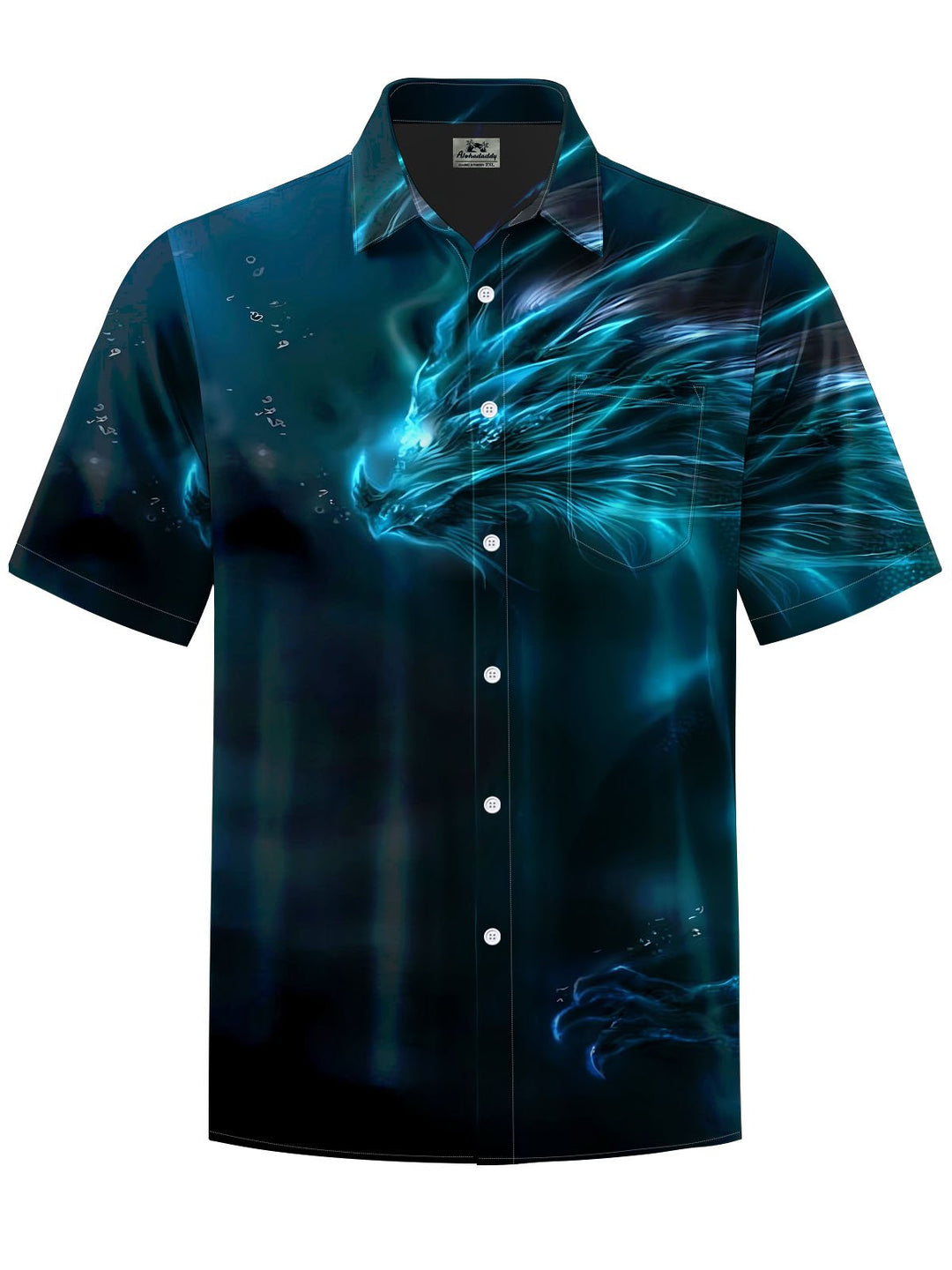 Alohadaddy® Casual Dragon Print Chest Pocket Mens Short Sleeve Shirt Big &amp; Tall