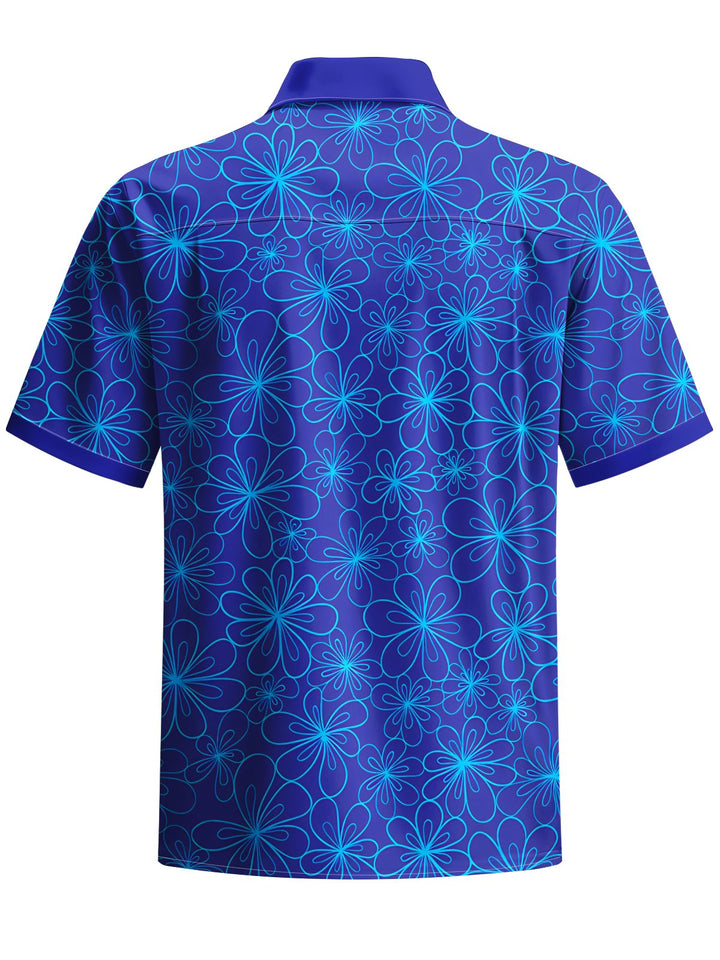 Alohadaddy® Hawaiian Floral Contrast Art Print Chest Pocket Mens Short Sleeve Shirts Big &amp; Tall