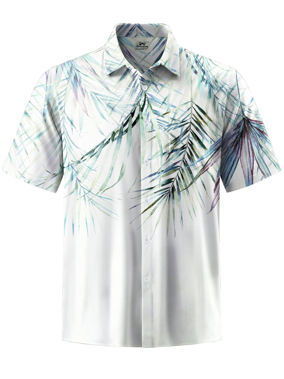 Alohadaddy® Hawaiian Palm Leaf Art Print Chest Pocket Mens Short Sleeve Shirt Big &amp; Tall