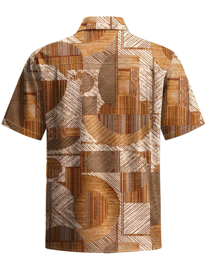 Alohadaddy® Casual Vintage Geometric Print Art Chest Pocket Men&