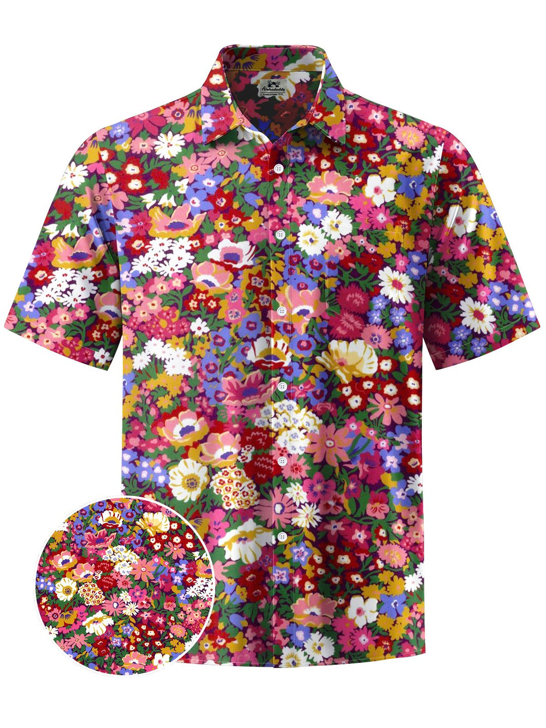 Alohadaddy® Hawaiian Floral Art Print Chest Pocket Mens Short Sleeve Shirt Big &amp; Tall