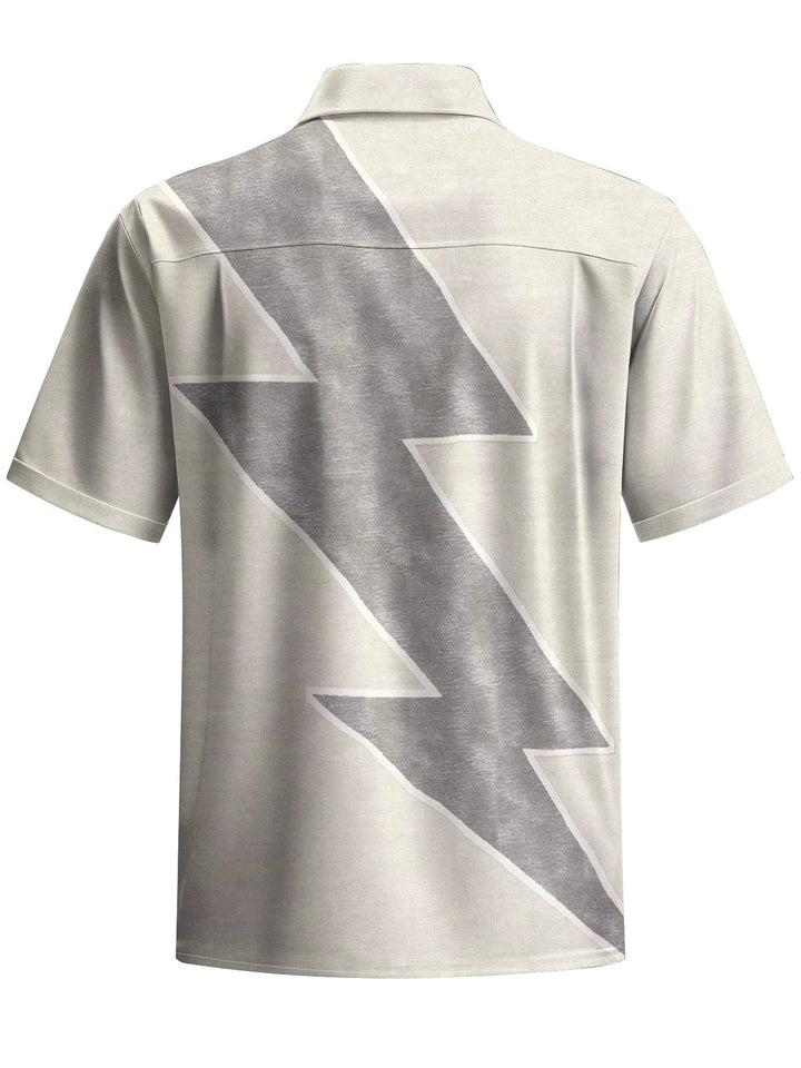 Alohadaddy® Casual Lightning Art Print Chest Pocket Men&