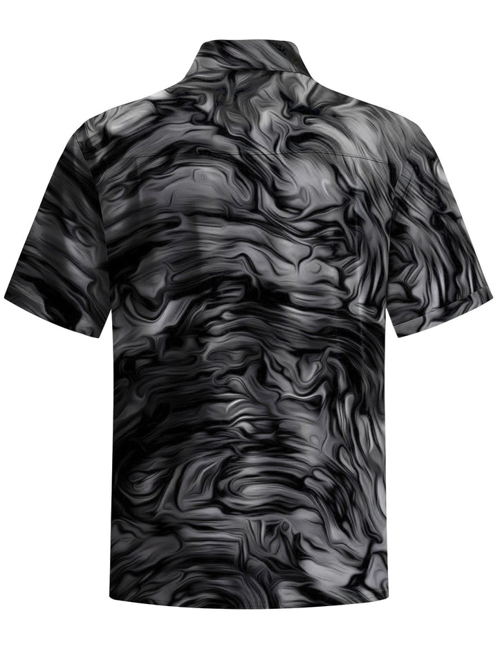 Alohadaddy® Casual Abstract Texture Print Art Chest Pocket Men&