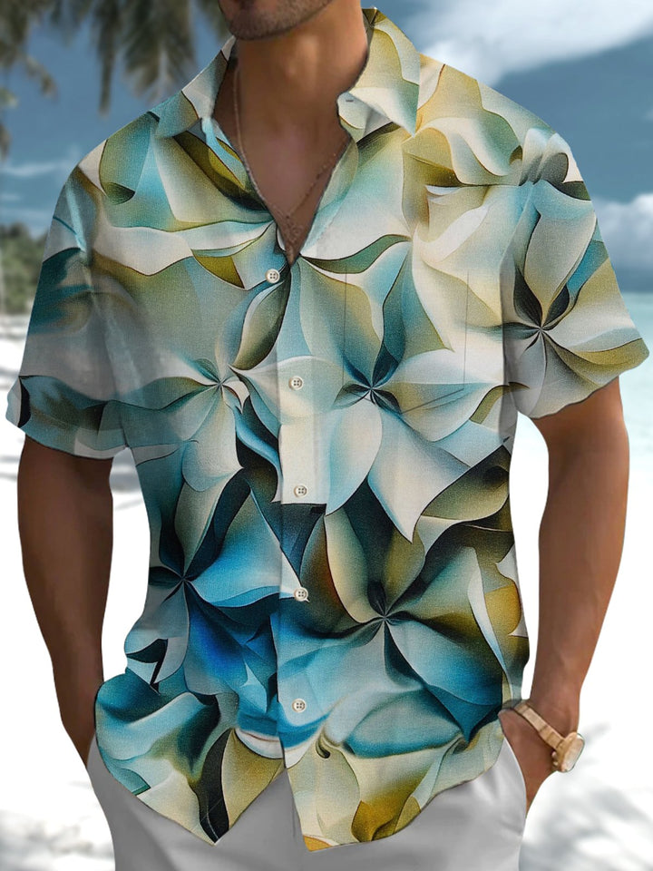 Alohadaddy® Casual Abstract Flower Print Art Pocket Stretch Men&