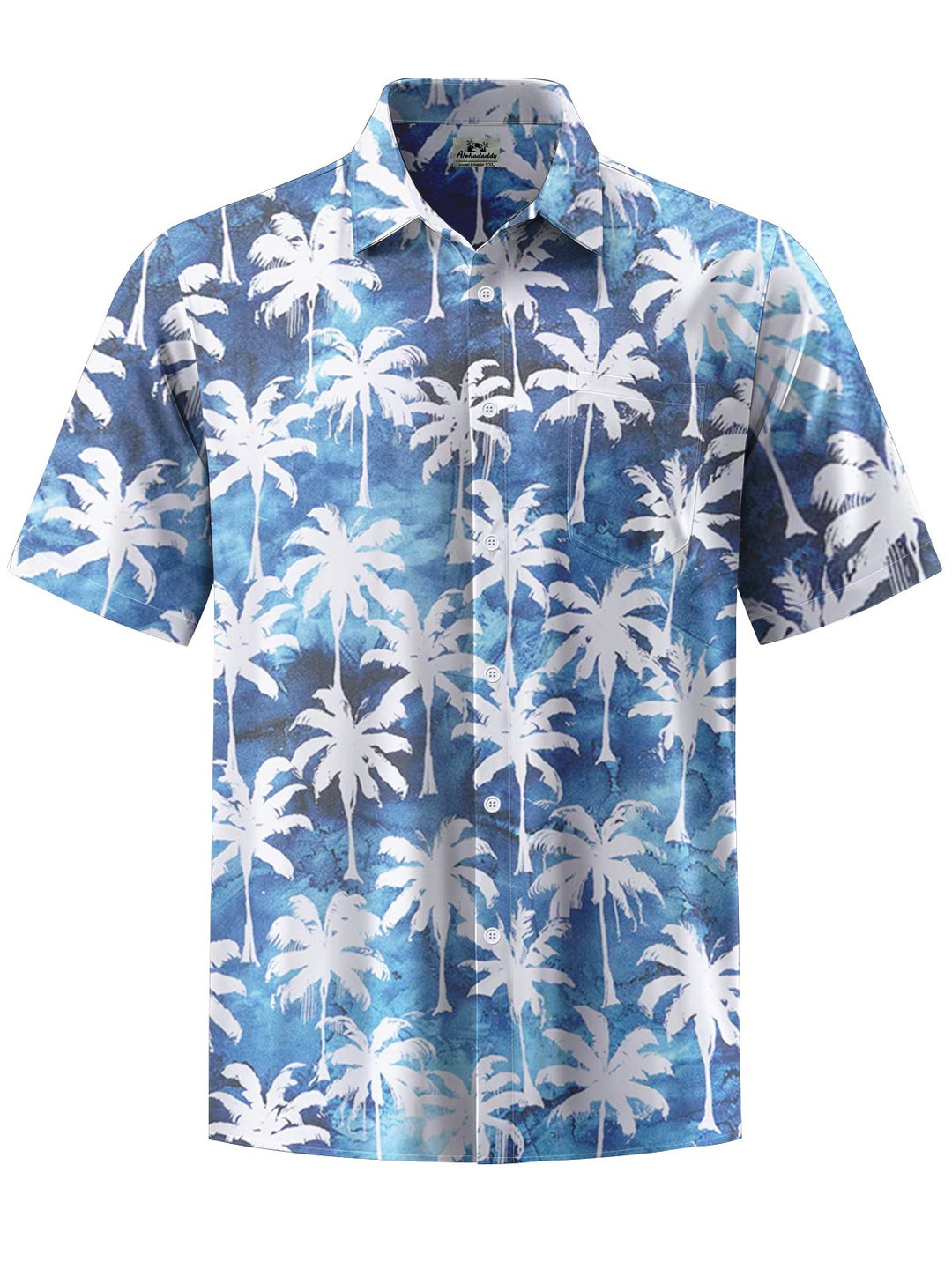 Alohadaddy® Hawaiian Palm Tree Print Stretch Pocket Button Men&
