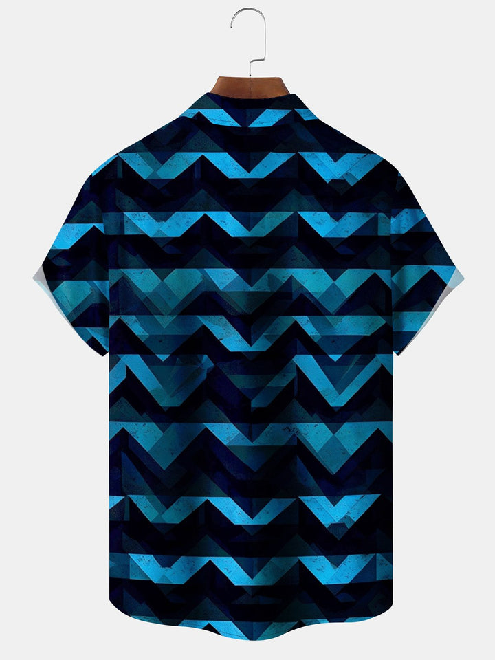 Alohadaddy® Vintage Geometric Print Pocket Stretch Button Men&