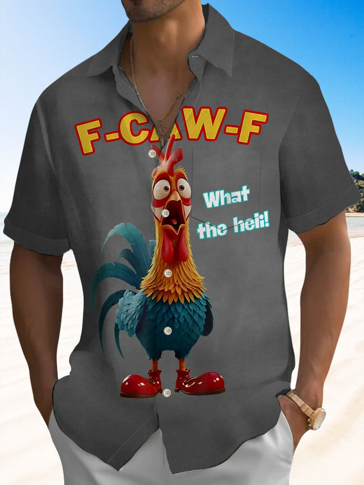 Alohadaddy® Retro Rooster Cartoon Print Pocket Stretch Men&