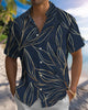 Alohadaddy® Vintage Leaf Art Print Pocket Elastic Button Men's Short Sleeve Shirt Big & Tall