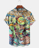 Alohadaddy® Vintage Teenage Mutant Ninja Turtles Print Art Pocket Button Men's Short-Sleeve Shirt Big & Tall