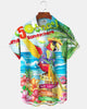 Alohadaddy® Hawaiian Parrot Vacation Print Art Pocket Button Elastic Men's Short Sleeve Shirt Big & Tall