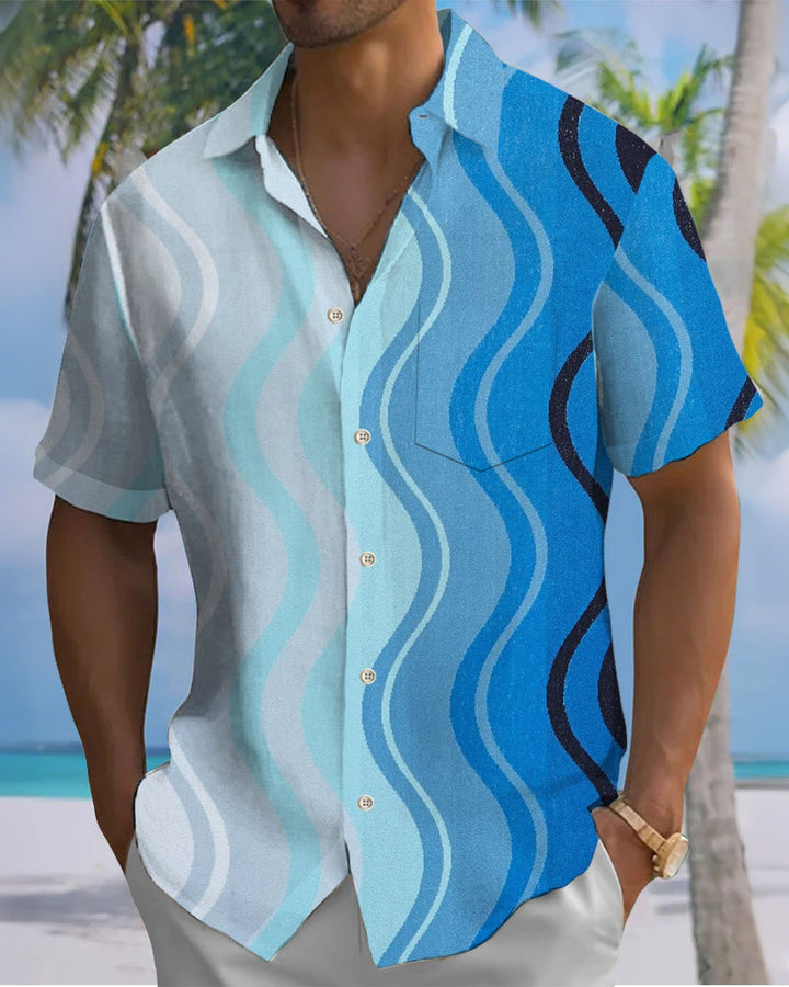 Alohadaddy® Casual Striped Gradient Print Art Print Men&