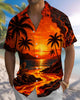 Alohadaddy® Men's Short-Sleeve Button-Down Shirt with Palm Tree Print and Chest Pocket