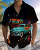 Alohadaddy® Men's Short-Sleeve Button-Down Shirt  Casual Style with Car Print Art and Pocket
