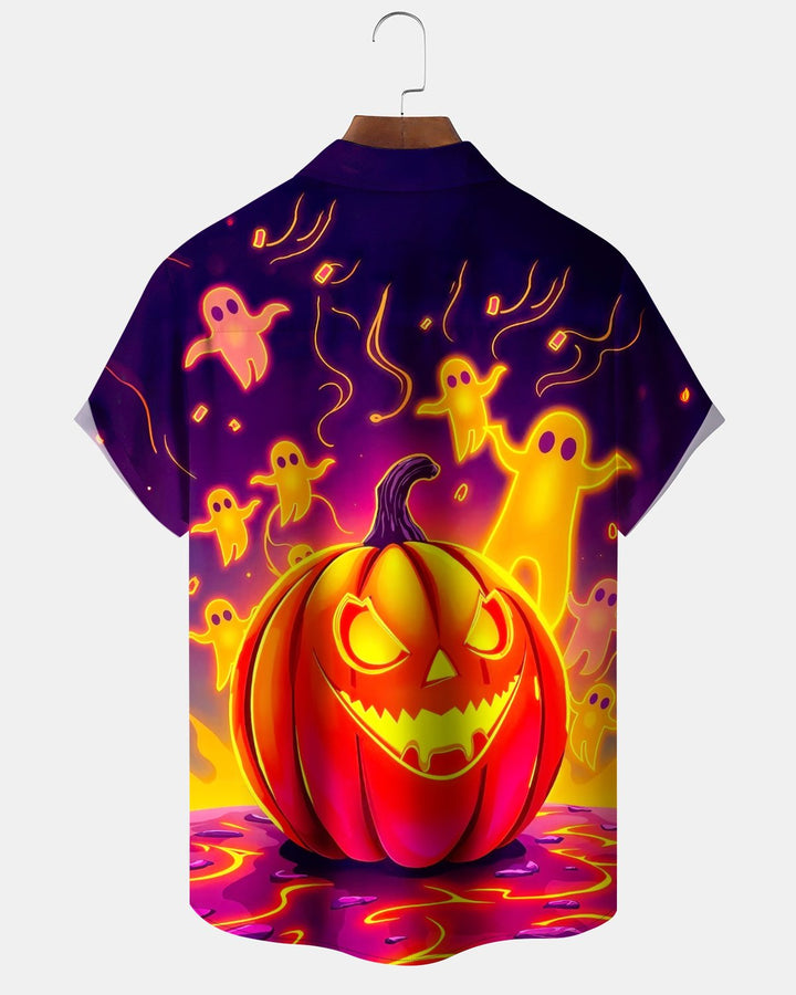 Alohadaddy® Holiday Halloween Graphic Print Button-Down Pocket Cardigan-Style Men&
