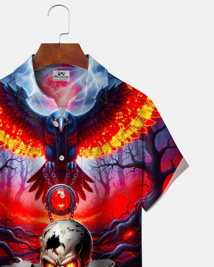 Alohadaddy® Holiday Halloween Graphic Print Button-Down Pocket Cardigan-Style Men&