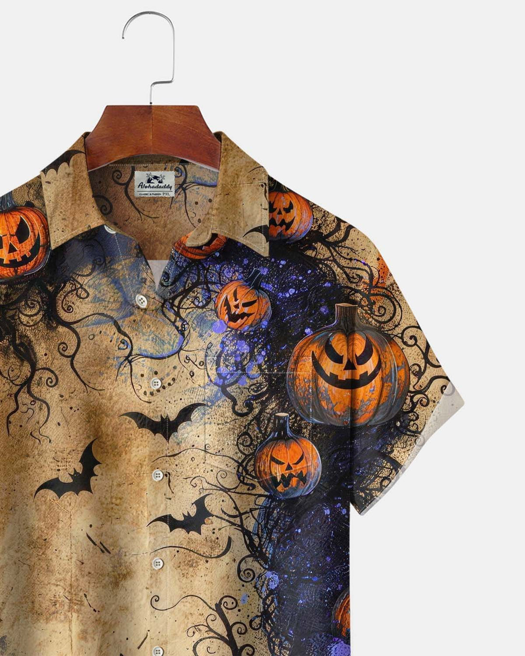 Alohadaddy® Holiday/Halloween Print Button-Down Short-Sleeve Shirt with Pocket