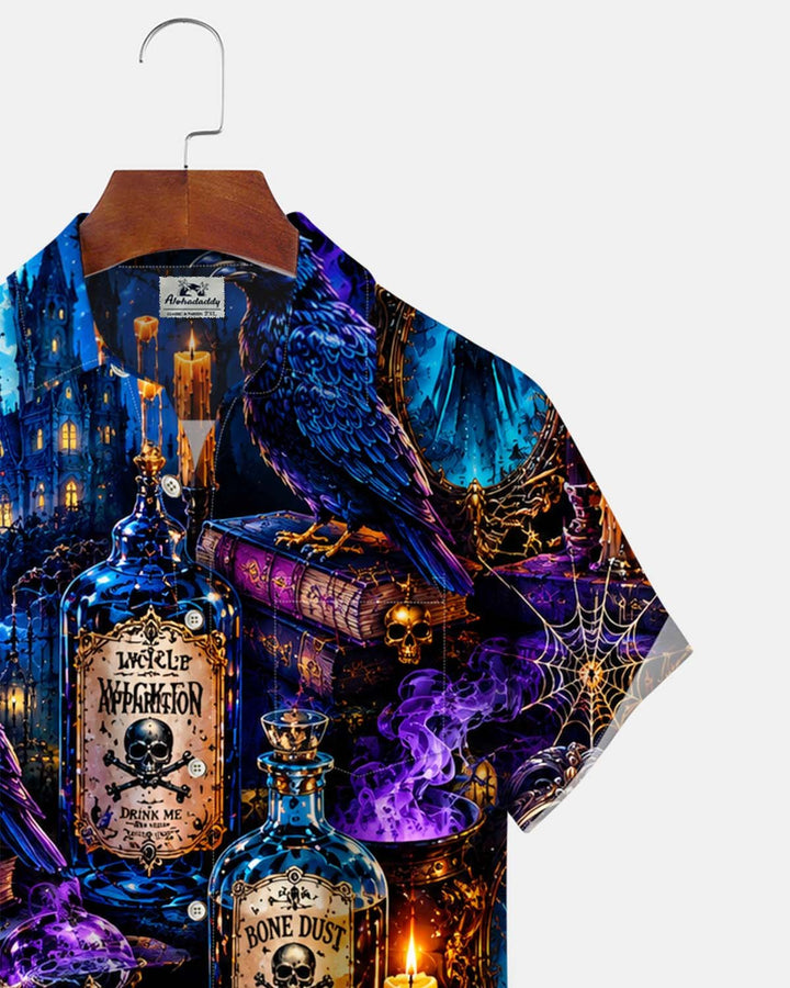 Alohadaddy® Holiday Halloween Graphic Print Button-Down Pocket Cardigan-Style Men&