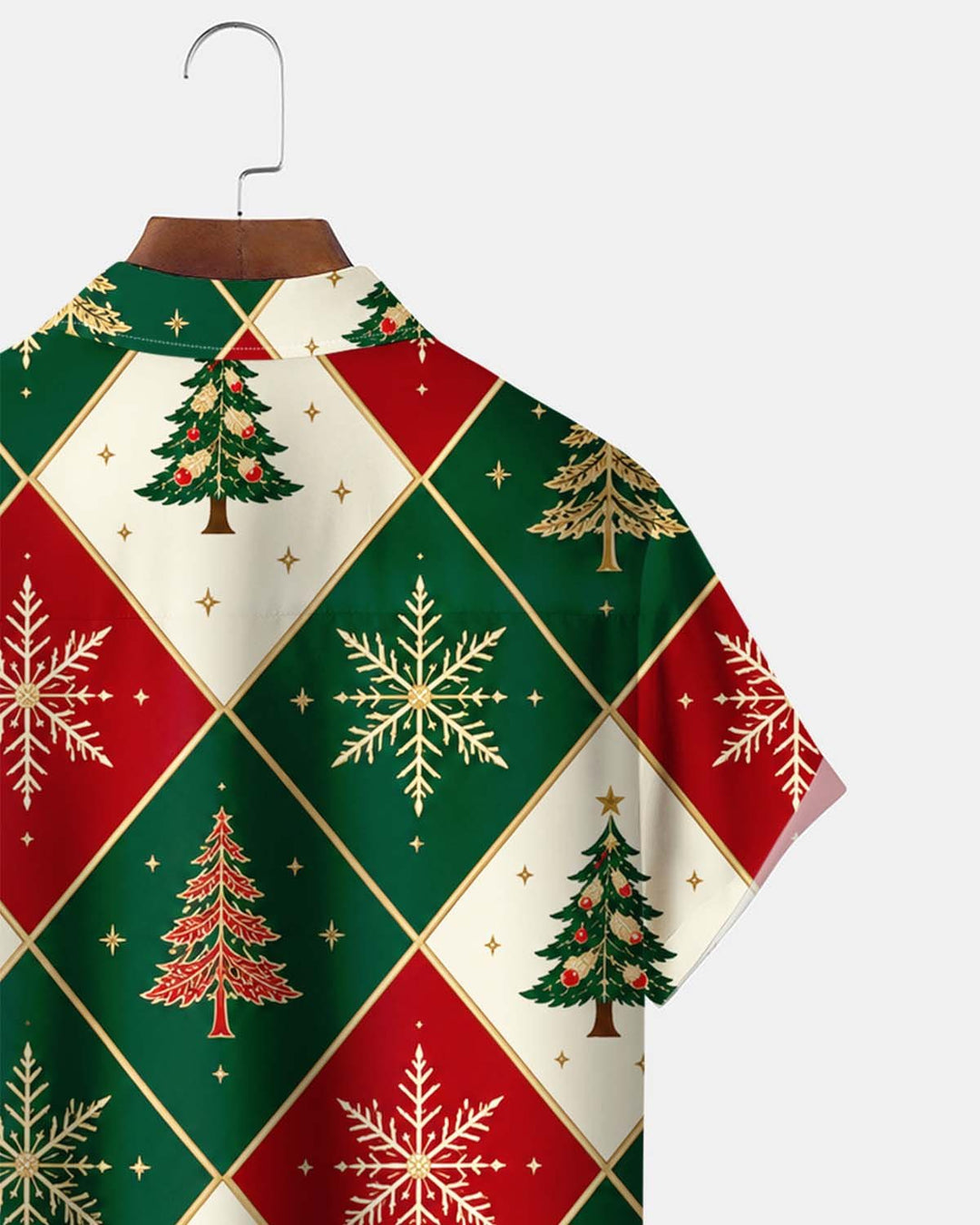 Alohadaddy® Holiday/Christmas Print Button-Down Short-Sleeve Men’s Cardigan Shirt with Pocket