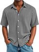 Alohadaddy® Basics Seersucker Pleated Men's Button-Down Short Sleeve Lapel Shirt Big & Tall
