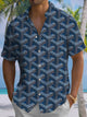 Alohadaddy Casual Collection Geometric Print Art Button Cardigan Pockets Fresh Stretch Polyester Short Sleeve Shirt