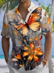 Alohadaddy Casual Butterfly Painting Print Art Moisture Wicking Chest Pocket Hawaiian Short Sleeve Shirt