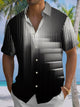 Alohadaddy® Casual Stripe Printed Chest Pocket Men's Short Sleeve Shirt Big & Tall