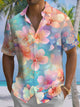 Alohadaddy® Hawaiian Flowers Art Print Chest Pocket Mens Short Sleeve Shirt Big & Tall