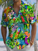 Alohadaddy® Hawaiian Parrot Art Print Moisture Wicking Chest Pocket Mens Short Sleeve Shirt Big & Tall