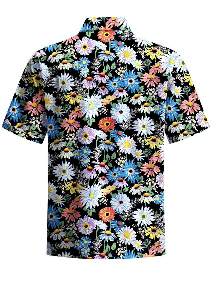 Alohadaddy® Hawaiian Flowers Art Print Chest Pocket Mens Short Sleeve Shirt Big &amp; Tall