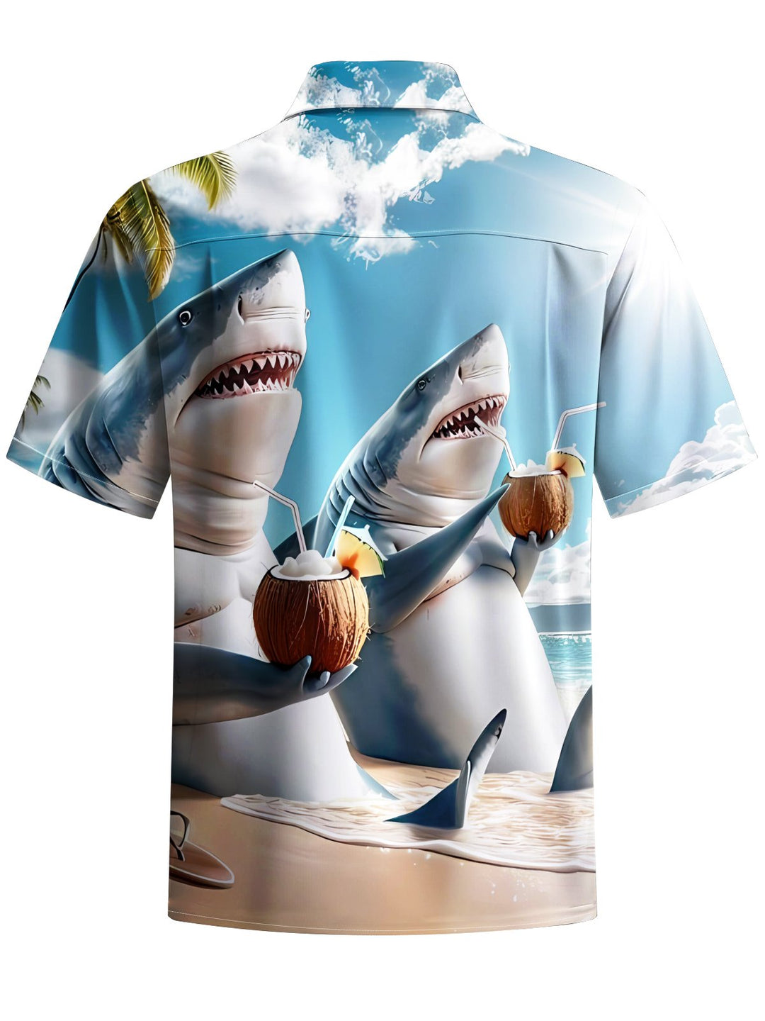 Alohadaddy® Hawaii Shark Beach Vacation Art Print Chest Pocket Men&