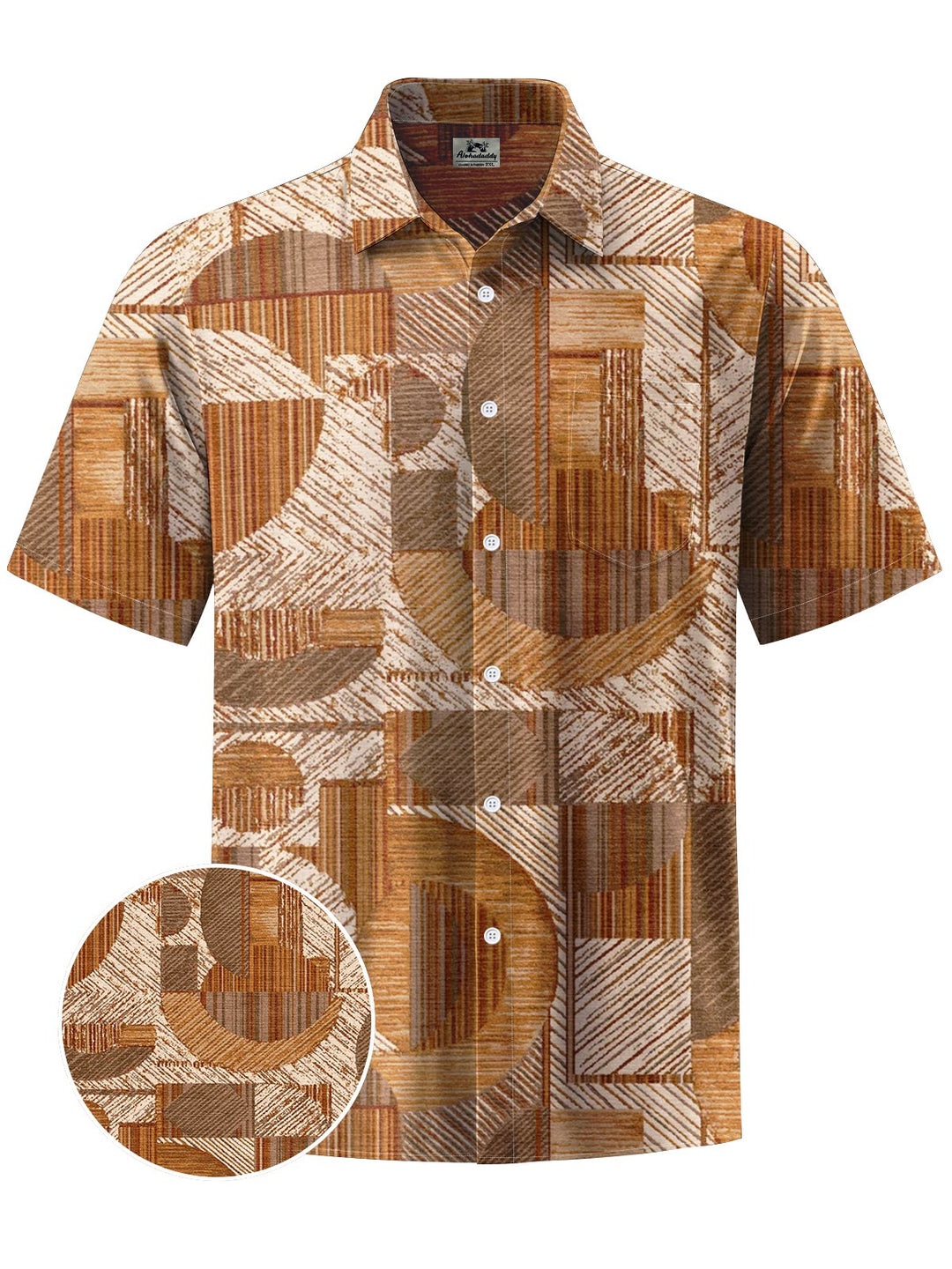 Alohadaddy® Casual Vintage Geometric Print Art Chest Pocket Men&