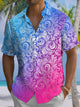 Alohadaddy® Casual Gradient Pattern Art Print Chest Pocket Men's Short Sleeve Shirt Big & Tall
