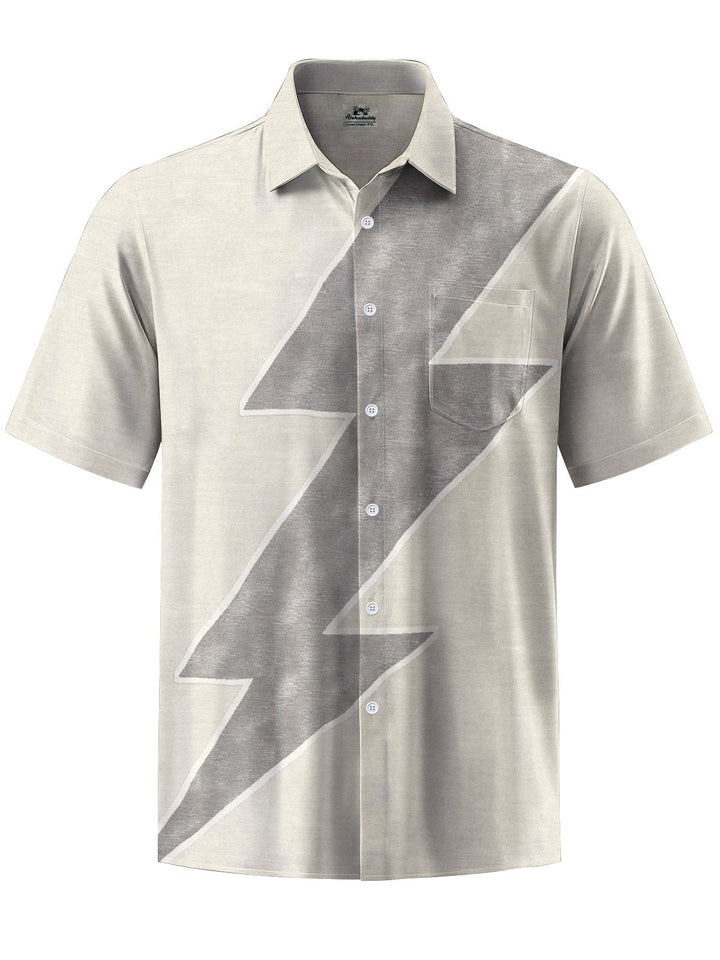 Alohadaddy® Casual Lightning Art Print Chest Pocket Men&