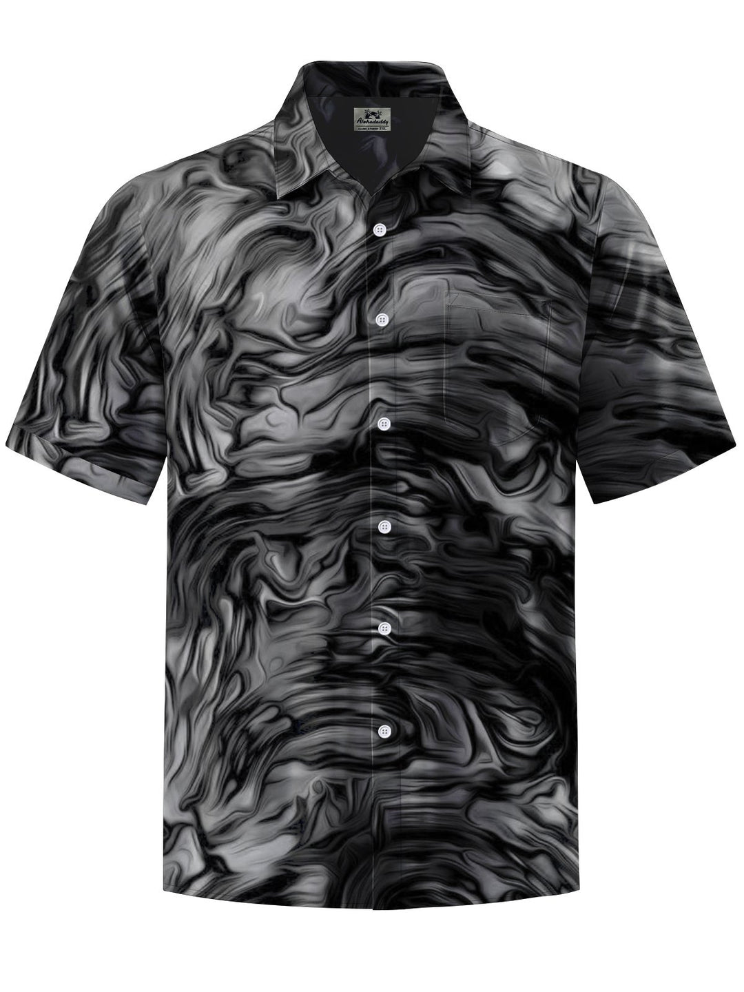 Alohadaddy® Casual Abstract Texture Print Art Chest Pocket Men&