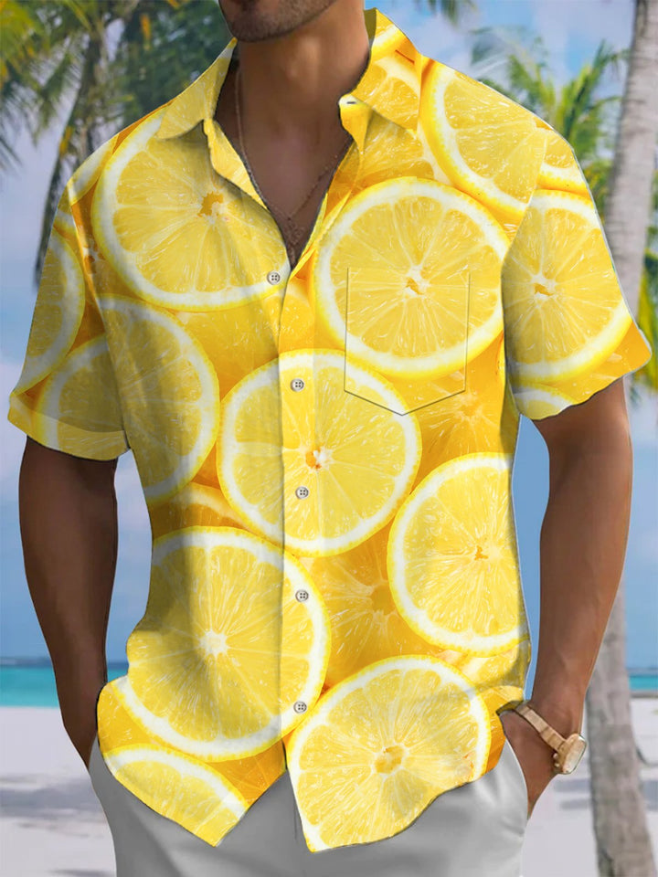 Alohadaddy® Hawaiian Lemon Art Print Chest Pocket Men&