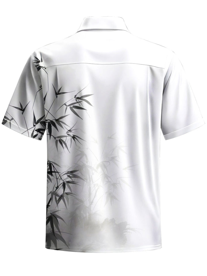 Alohadaddy® casual ink bamboo print with chest pocket and stretch for men&