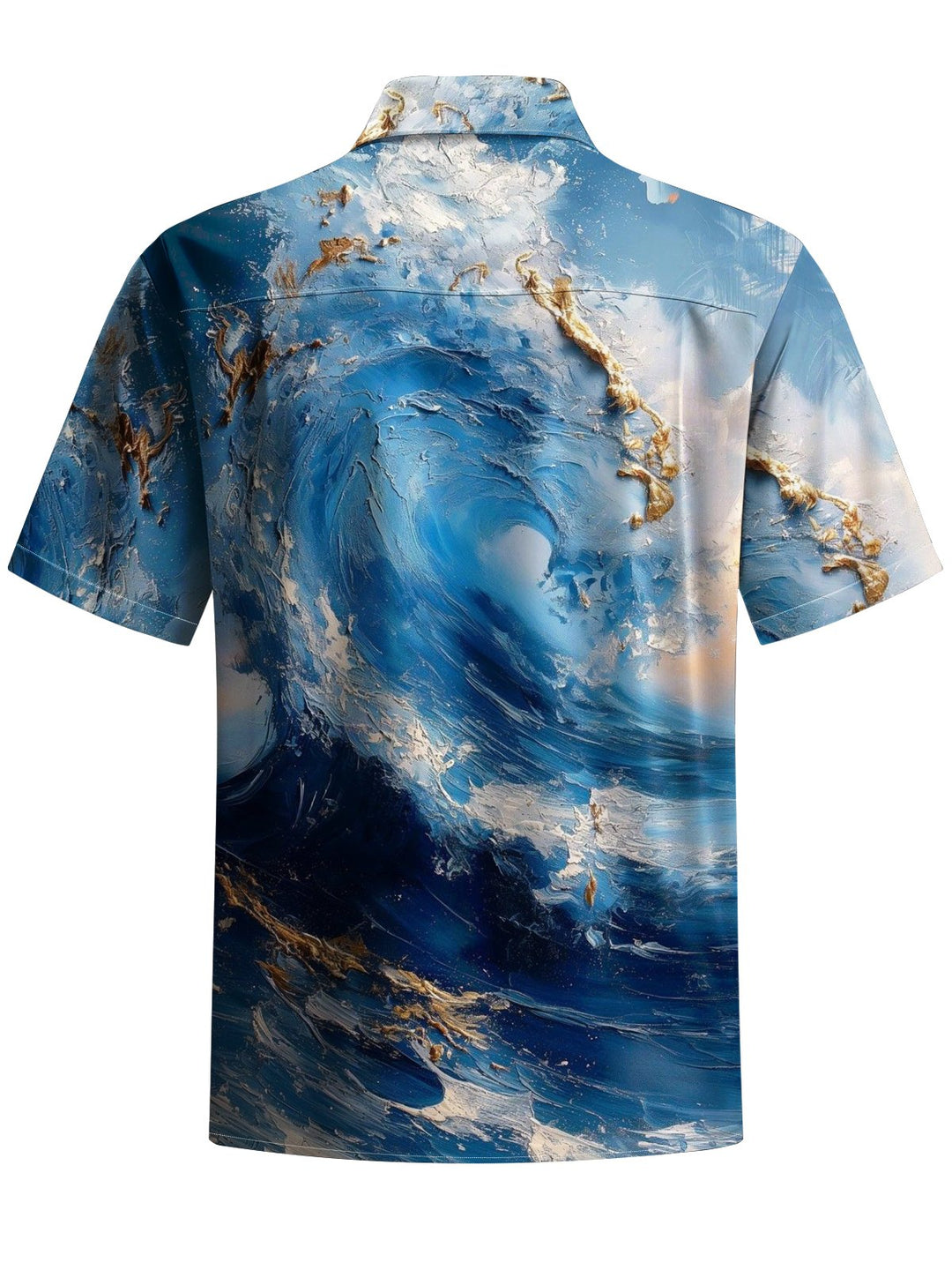 Alohadaddy® Hawaiian acrylic wave print with chest pocket for men&