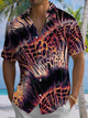 Alohadaddy® Vintage Abstract Texture Art Print Chest Pocket Men's Stretch Short Sleeve Shirt Big & Tall
