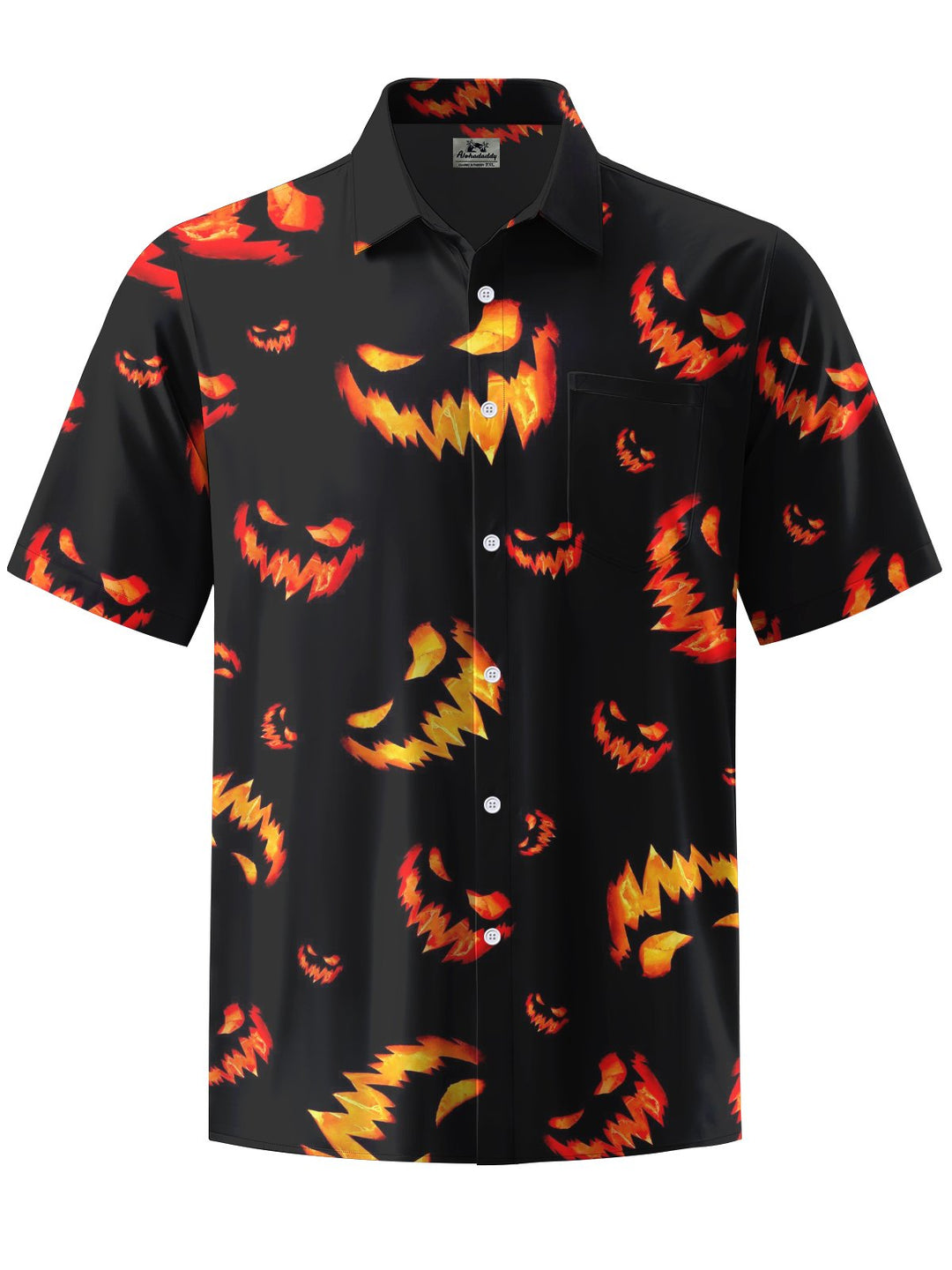 Alohadaddy® Halloween Pumpkin Monster Printed Artwork Chest Pocket Men&