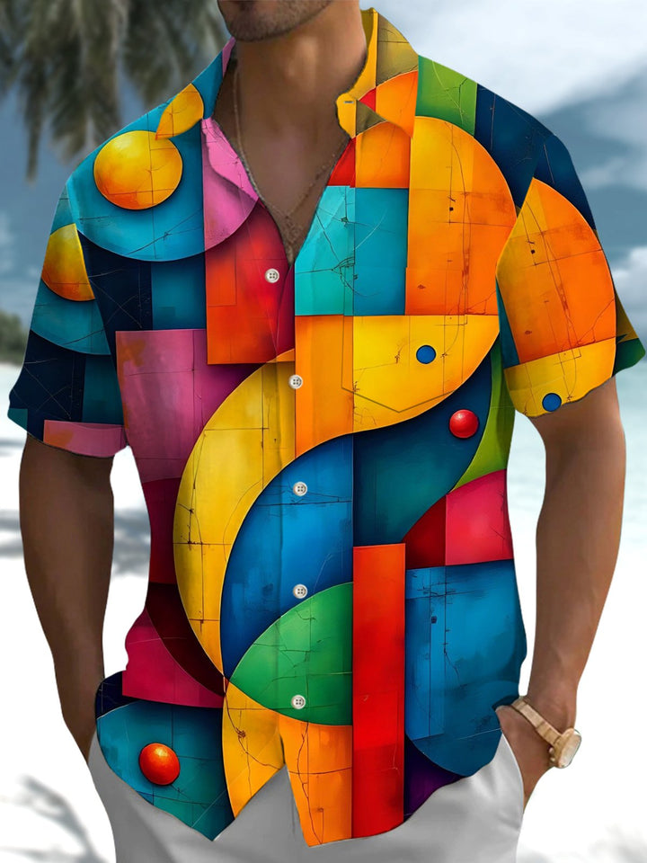 Alohadaddy® Vintage Geometric Art Print Pocket Stretch Men&