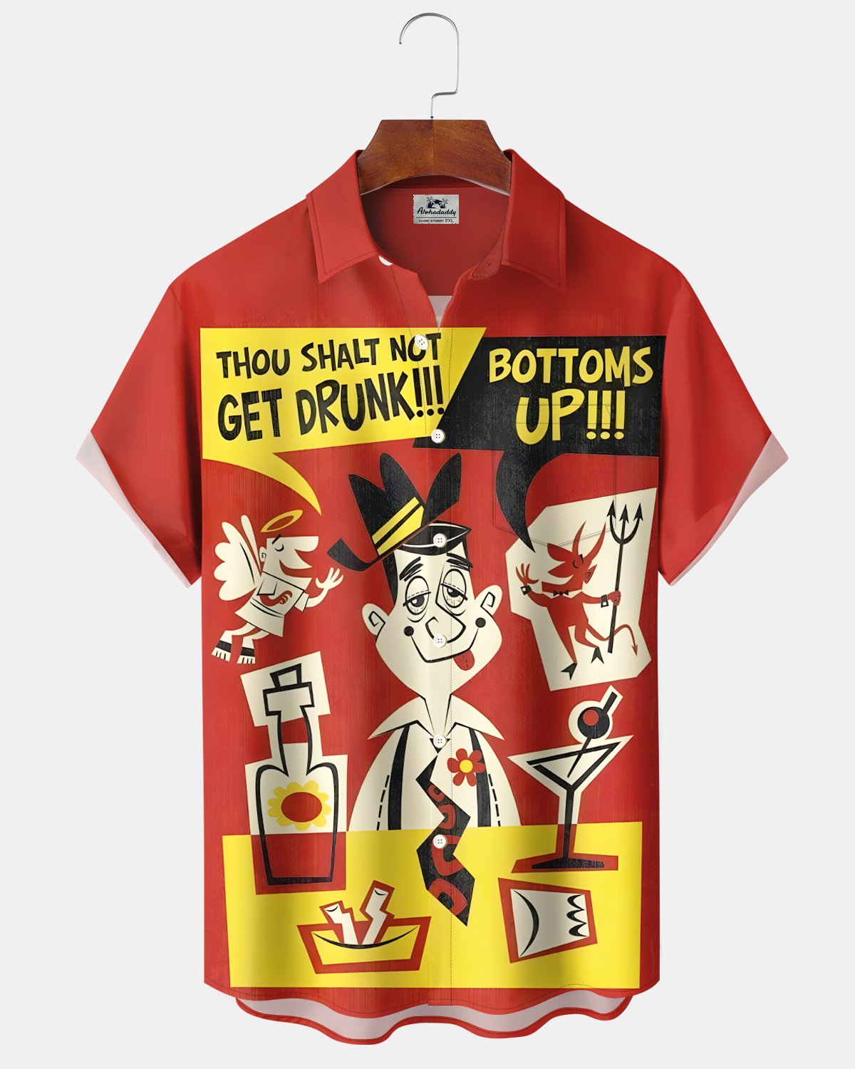 Alohadaddy® Retro 60s Geometric Poster Cocktail Hawaiian Short-Sleeve Shirt